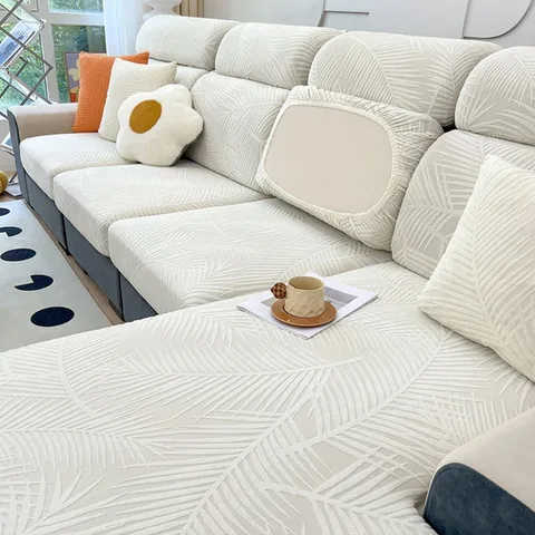 Новый водонепроницаемый тканевый чехол для дивана, жаккардовая однотонная подушка для дивана, гибкий L-образный чехол для кресла, протектор мебели для гостиной