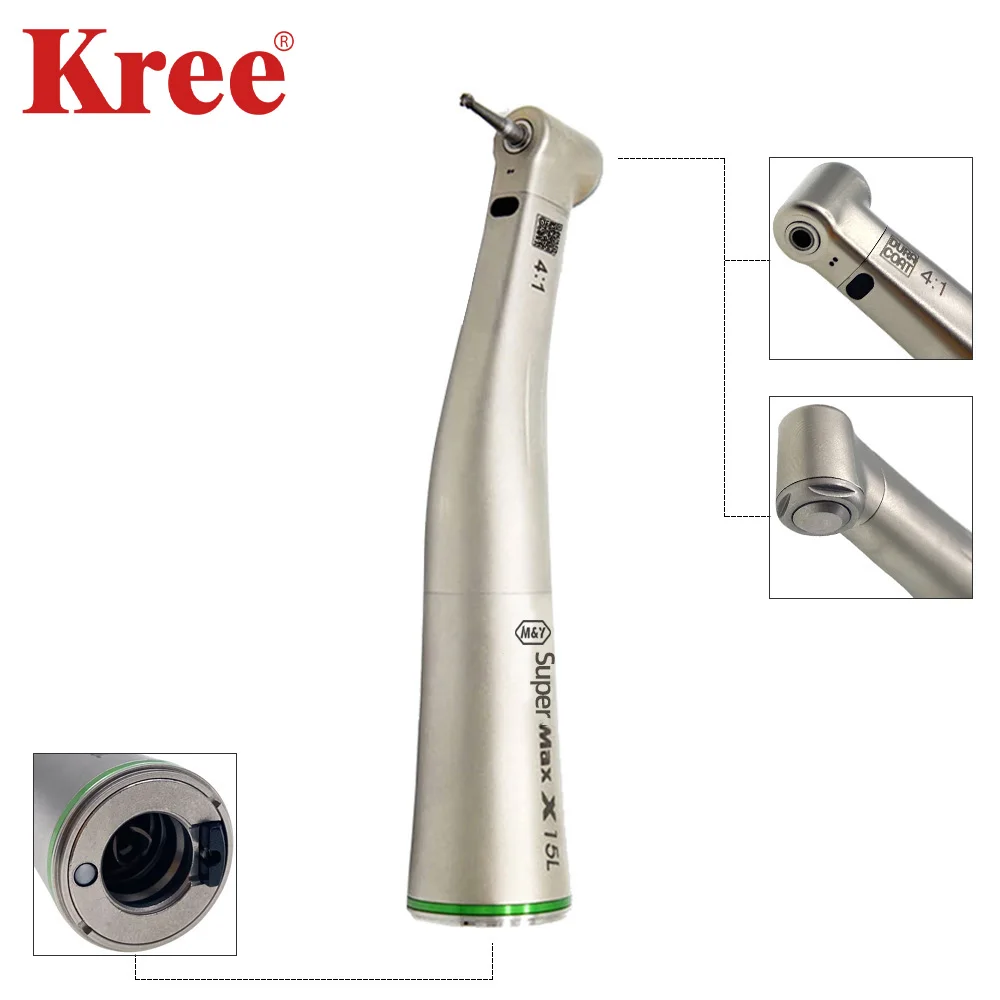 

M&Y Dentistry accessories 4:1 reduction contra angle dental low speed handpiece single water spray without optic green ring X15L