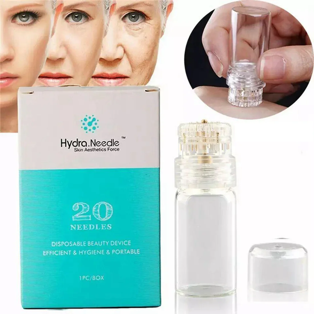 Фото Hydra Roller 64/20 Pin Титановая микроигла Derma Ролик для лица Сыворотка-аппликатор Уход за кожей Отбеливающая бутылка Многоразовая №4