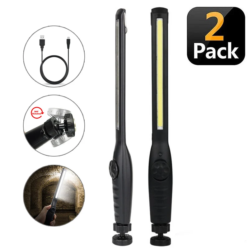 

LED Work Light USB Rechargeable COB Work Light Magnetic Portable Cordless Inspection Light For Car Repair, Home Use, Workshop