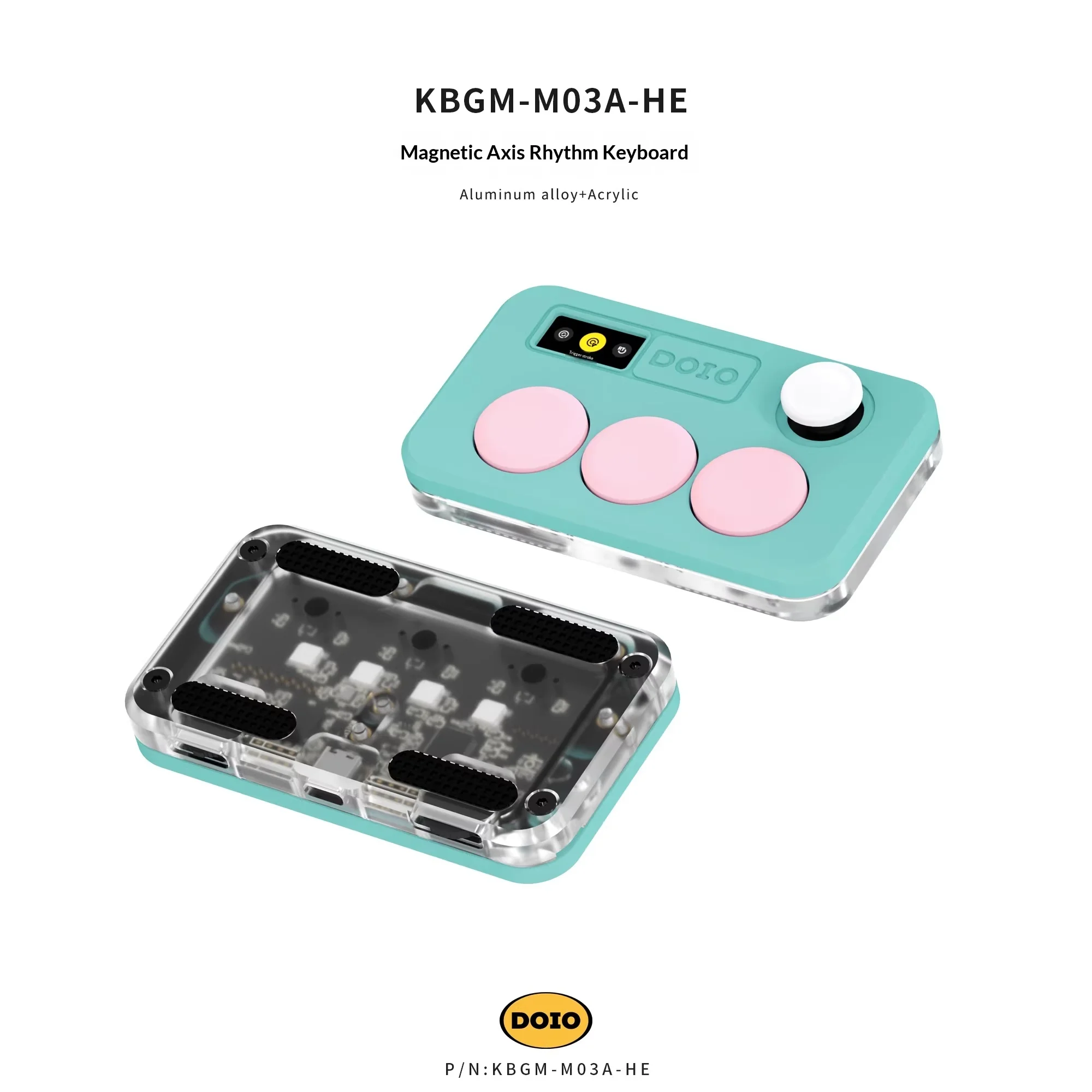 Фото DOIO KBGM-M03-HE Низкопрофильная магнитная клавиатура из алюминиевого сплава, 4-клавишная игровая клавиатура, 3-клавишная мини-портативная клавиатура для OSU/DJMAX/Muse Dash/EZ2ON №5