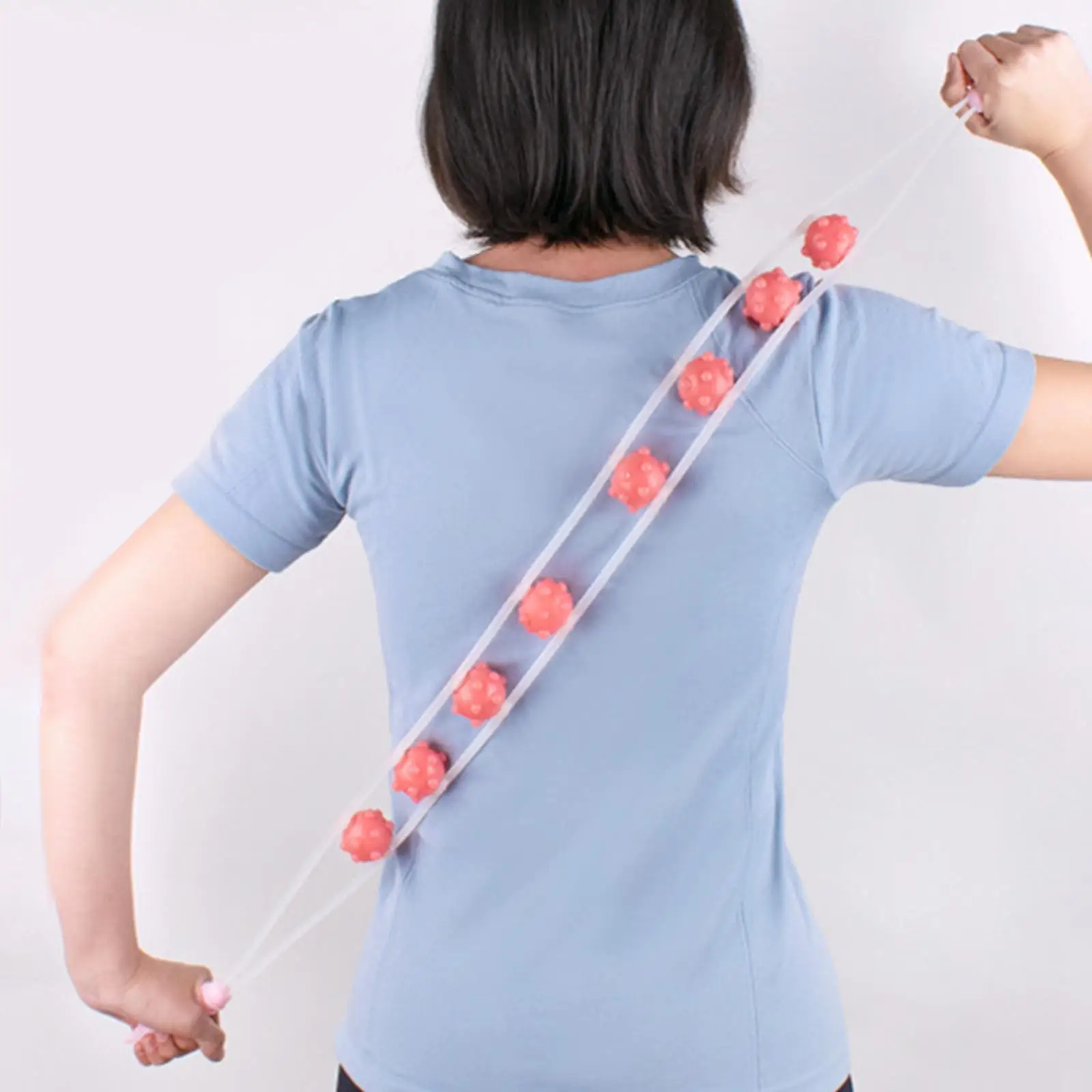 

Back Massage Roller Muscle Rope Pulling 8 Wheel Self Massage Tool Pink