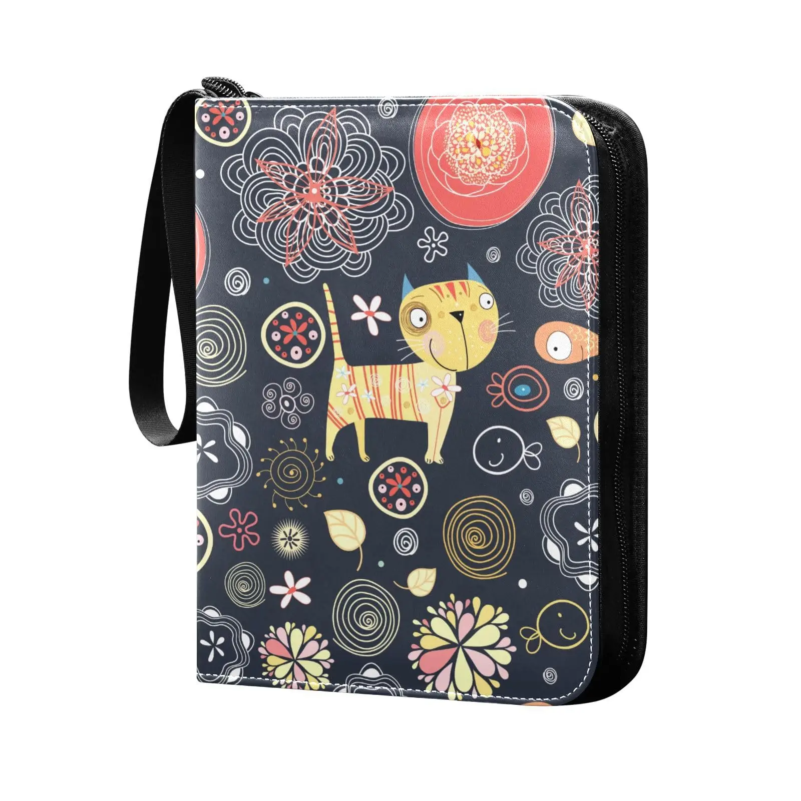 Папка для карточек с кошками и рыбками папка 4 кармашками двухсторонний