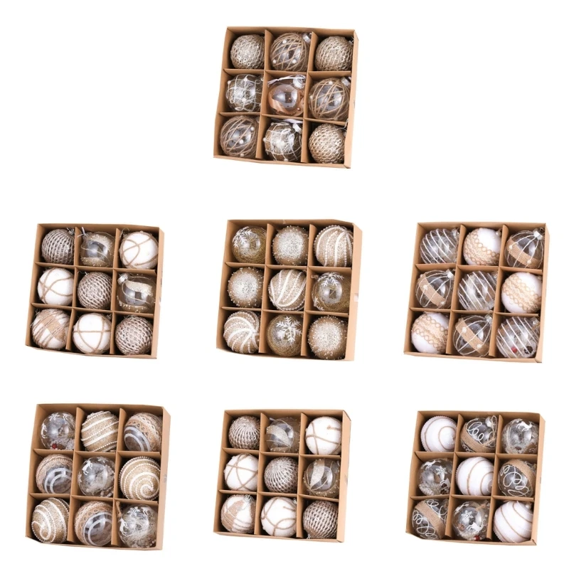 

Transparent Christmas Ball Ornament 9cs/box Christmas Tree Decor Christmas Tree Decorations Hangable Ball Party