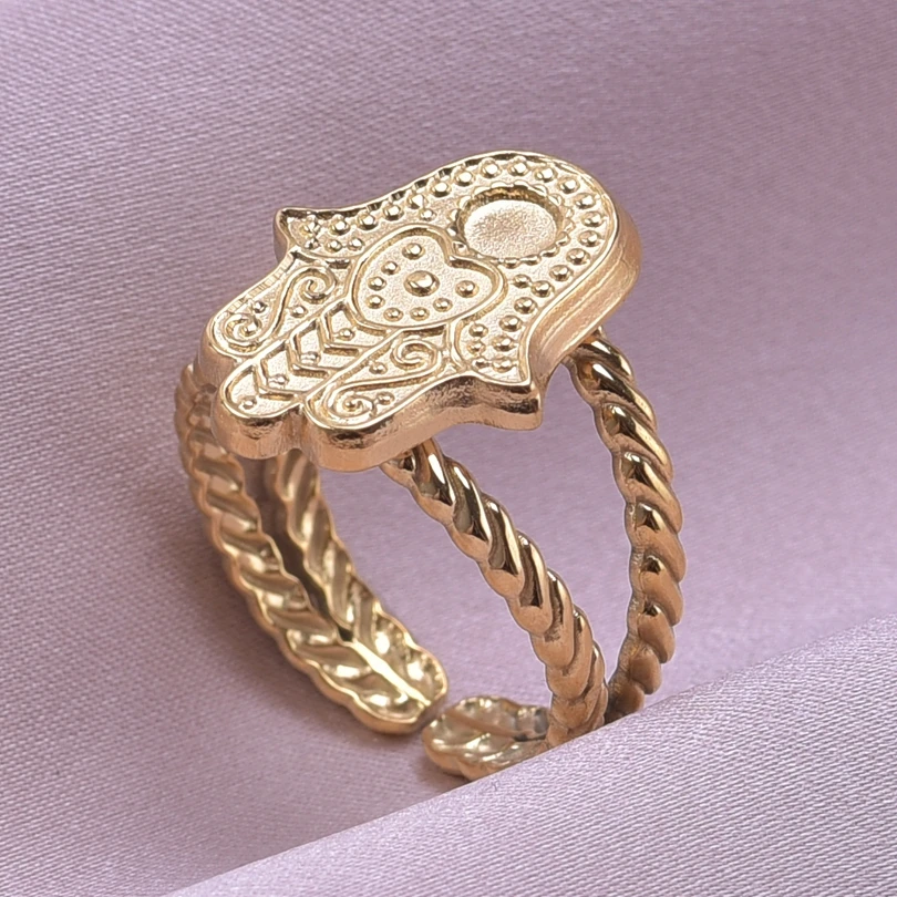 Кольцо с подвеской от сглаза Hasama регулируемое богемное ювелирное изделие Фатима