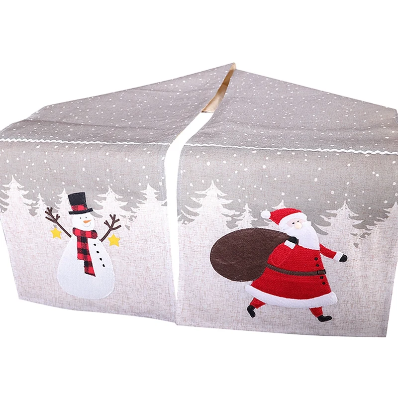 

PHFU-Christmas Table Runner Party Decor Tablecloth Xmas Tree Snowman Santa Claus Printed Dinner Table Cover