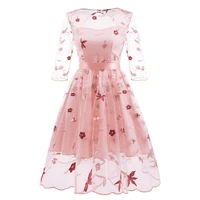 2021 spring and summer womens dress lace embroidery retro style puffy dress