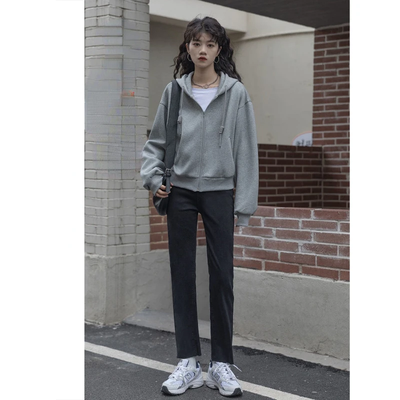 

Autumn Woman Zip Up Hoodie Sweatshirt Sport Coats Pullover Female Long Sleeve Oversize Hoodie Fashion Streetwear Jackets G33