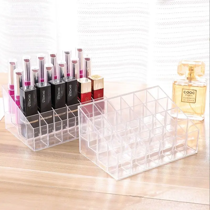 

24 Grids Lipstick Holder Transparent Storage Box Costmetics Organiser Make Up