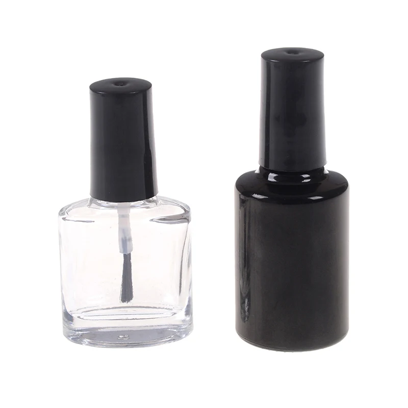 

Empty Nail Polish Bottle With Brush Cap 5/10/15ml Empty Glass Refillable Nail Polish Bottle Cosmetic Container Black Transparent