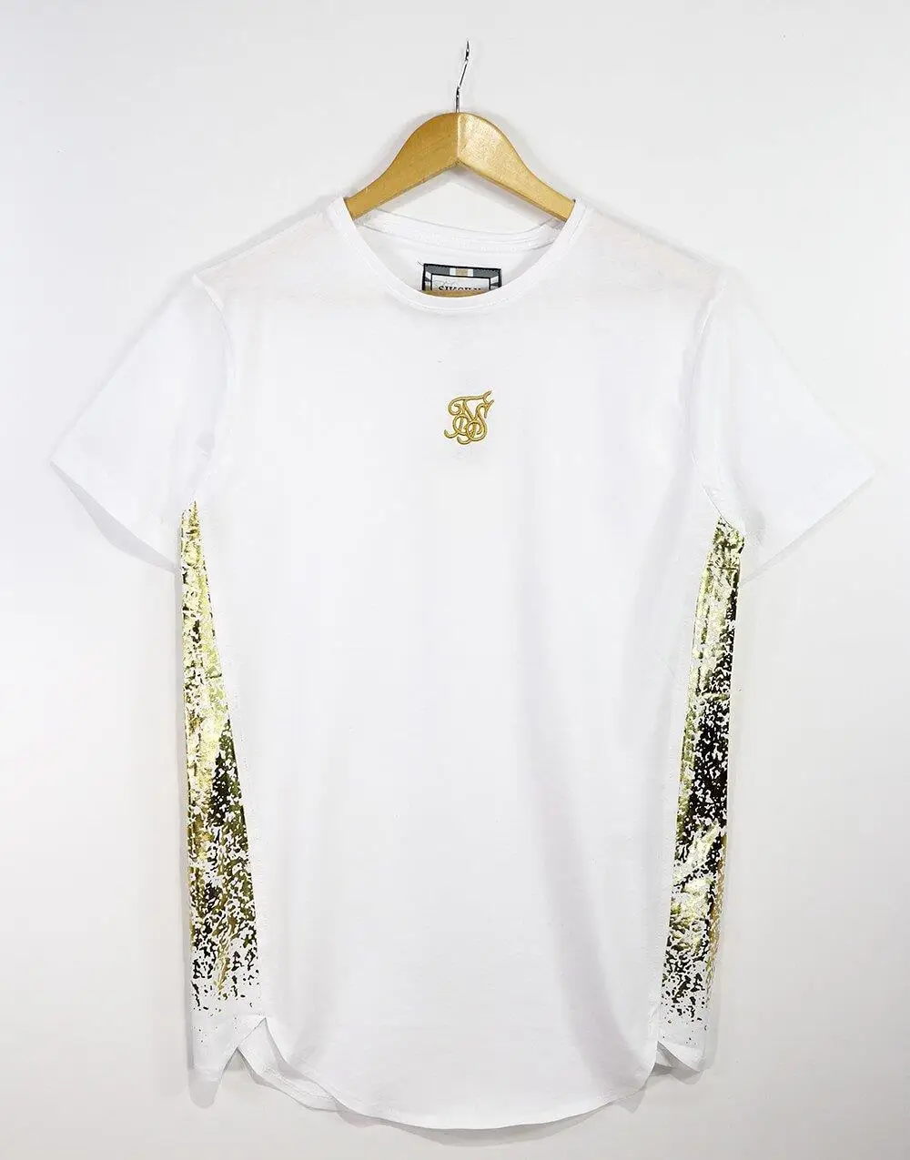 

Белая мужская футболка SikSilk Panel Gold Trip