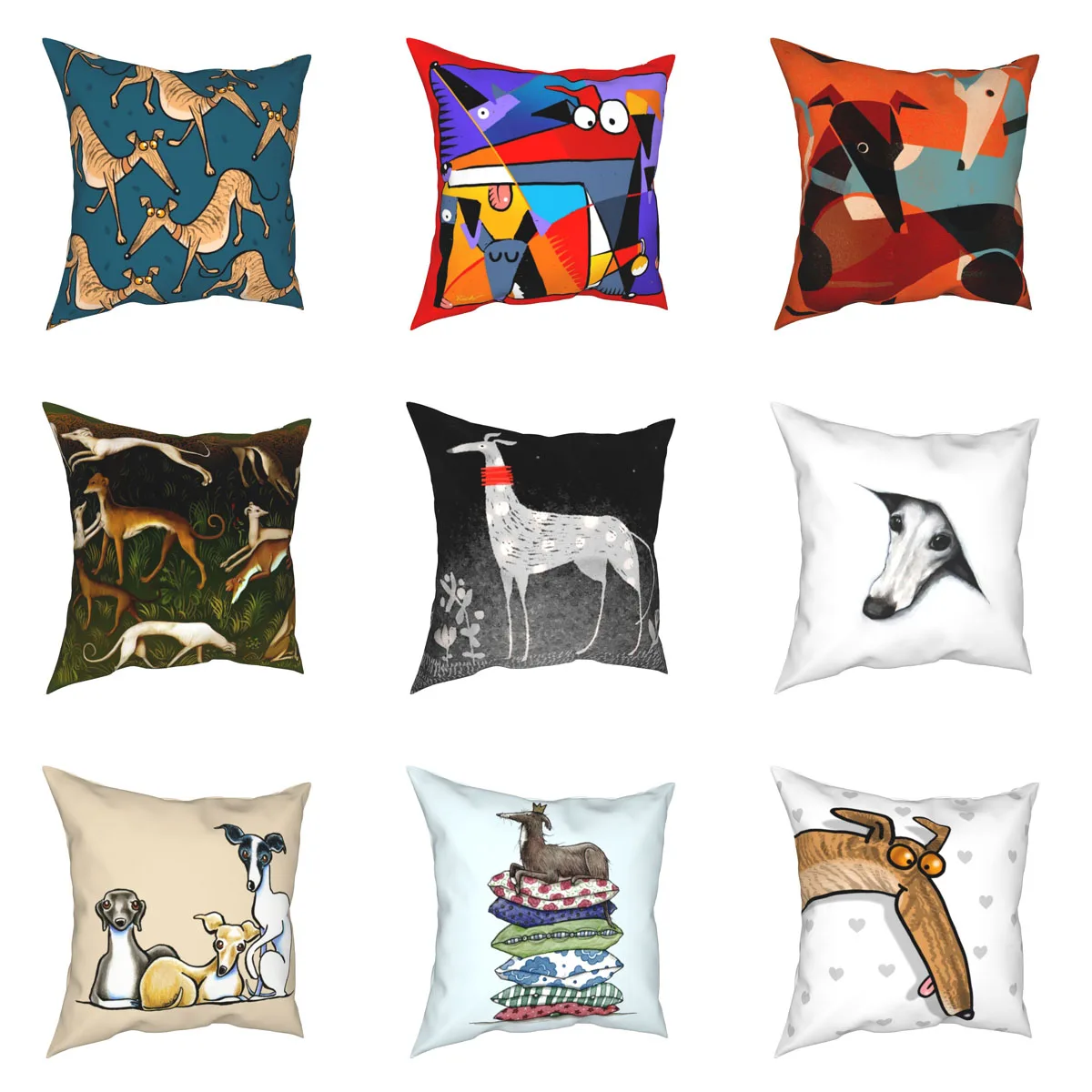 

Derpiest Dog Galgo Hound Pillow Case Greyhound Whippet Lurcher Cushion Cover Zippered Decorative Pillowcover for Home 45*45cm
