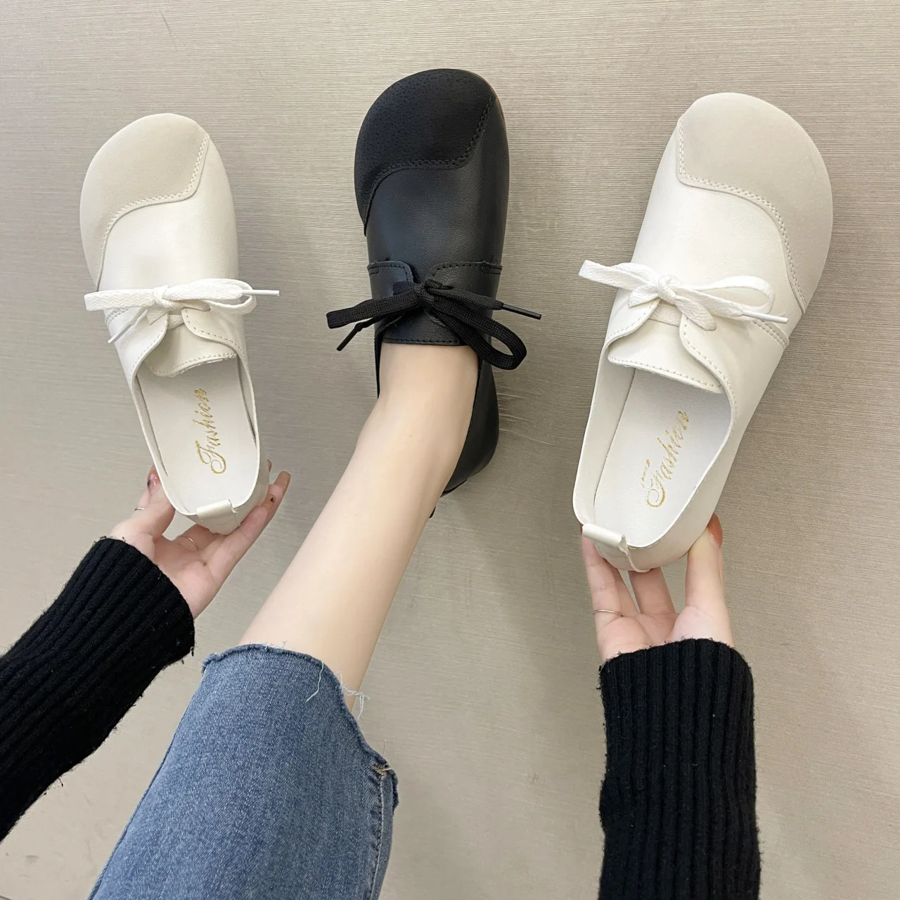 

2022 Retro Women's Shoes Summer New Style Hot Style Single Shoes Women Wild Casual Peas Shoes Flat Bottom With Skirt Grandma Sho