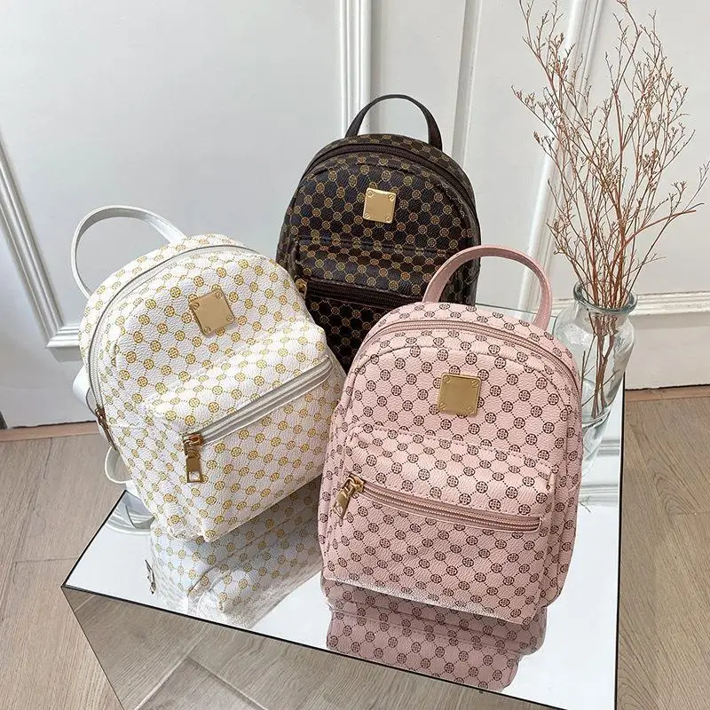 

Cute Small Zipper Backpack, Women's Geometric Pattern Backpack With Adjustable Strap (7.5*6.3*2.23) Inch