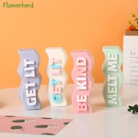 be kind slogan scented candle silicone mold diy 3d letter wave long candle molds for candle making supplies plaster resin molds