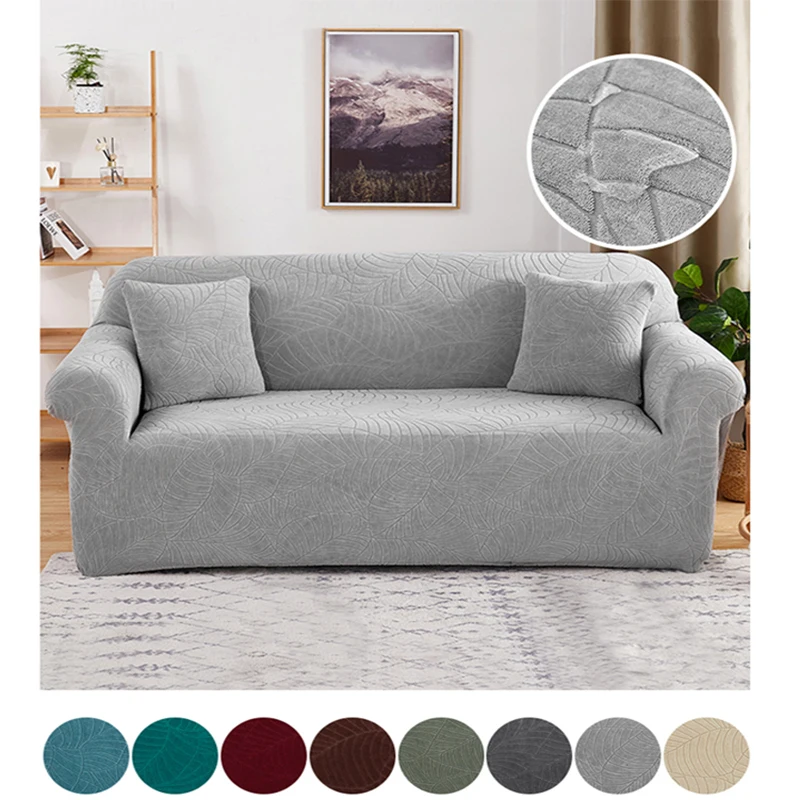 

Waterproof Sofa Cover Stretch Jacquard Dustproof For Living Room Sofa Covers Home Textile Sofa Chaise Lounge Cover Gray