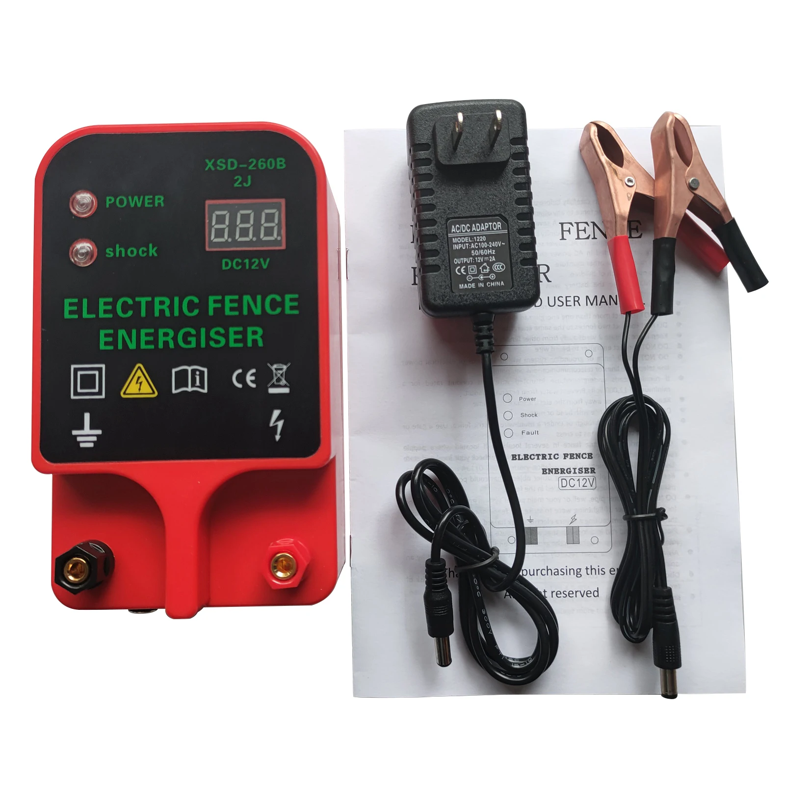 Electric Fence Livestock 10KM Charger High Voltage Pulse Controller Sheep Horse Poultry Fence Waterproof LCD Voltage Display