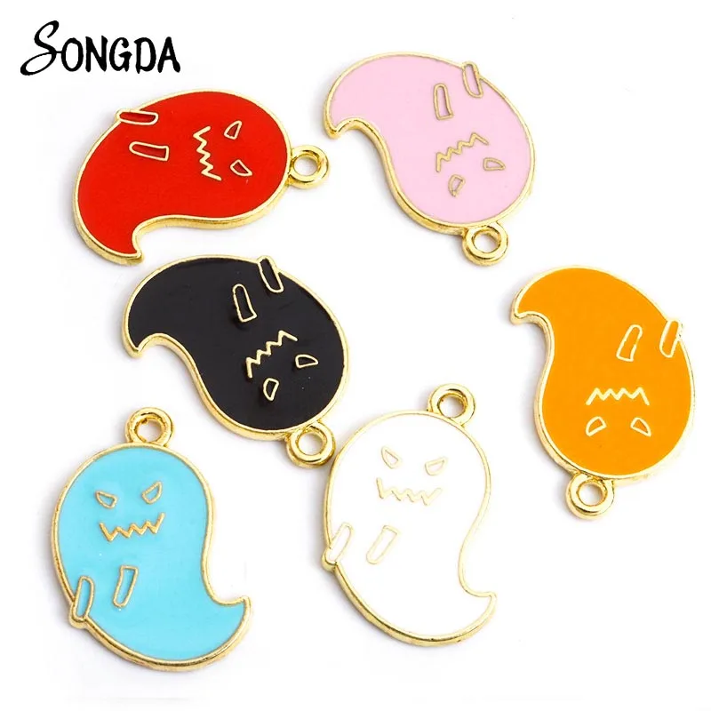 

10Pcs Ghost Enamel Cute Colorful Charms Pendant DIY Craft Jewelry Makings Accessories Women Bracelets Necklace Keychain Earring