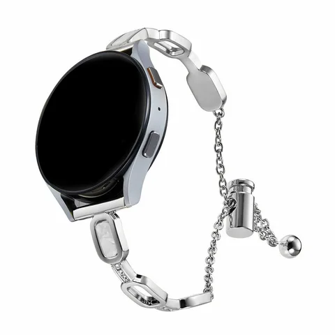 Ремешок для часов Samsung Galaxy Wacth 5 6, металлический женский браслет с О-образным мрамором и металлической цепочкой, браслет из нержавеющей стали, 20 мм