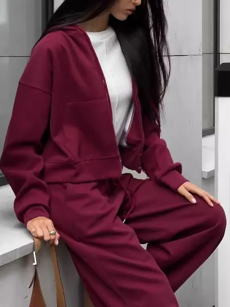 UCXQ модные красные комплекты Ancora удобная повседневная толстовка с капюшоном