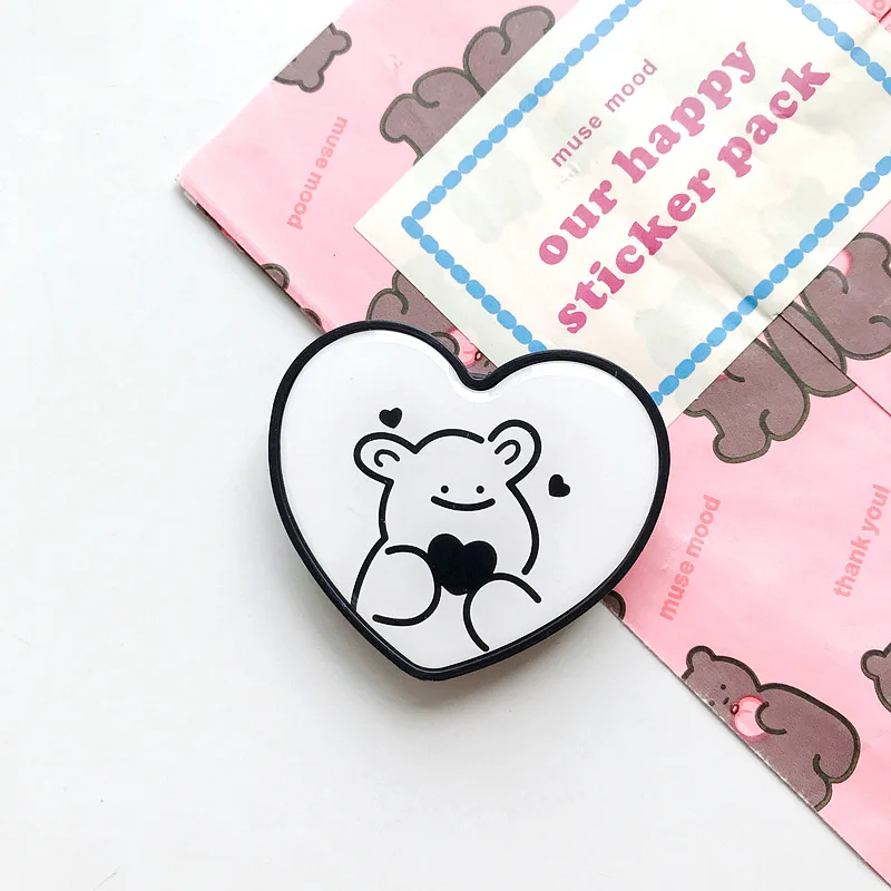 creative desktop holder grip for phone folding heart shape telephone support for iphone korean cellphone accessories wholesale free global shipping