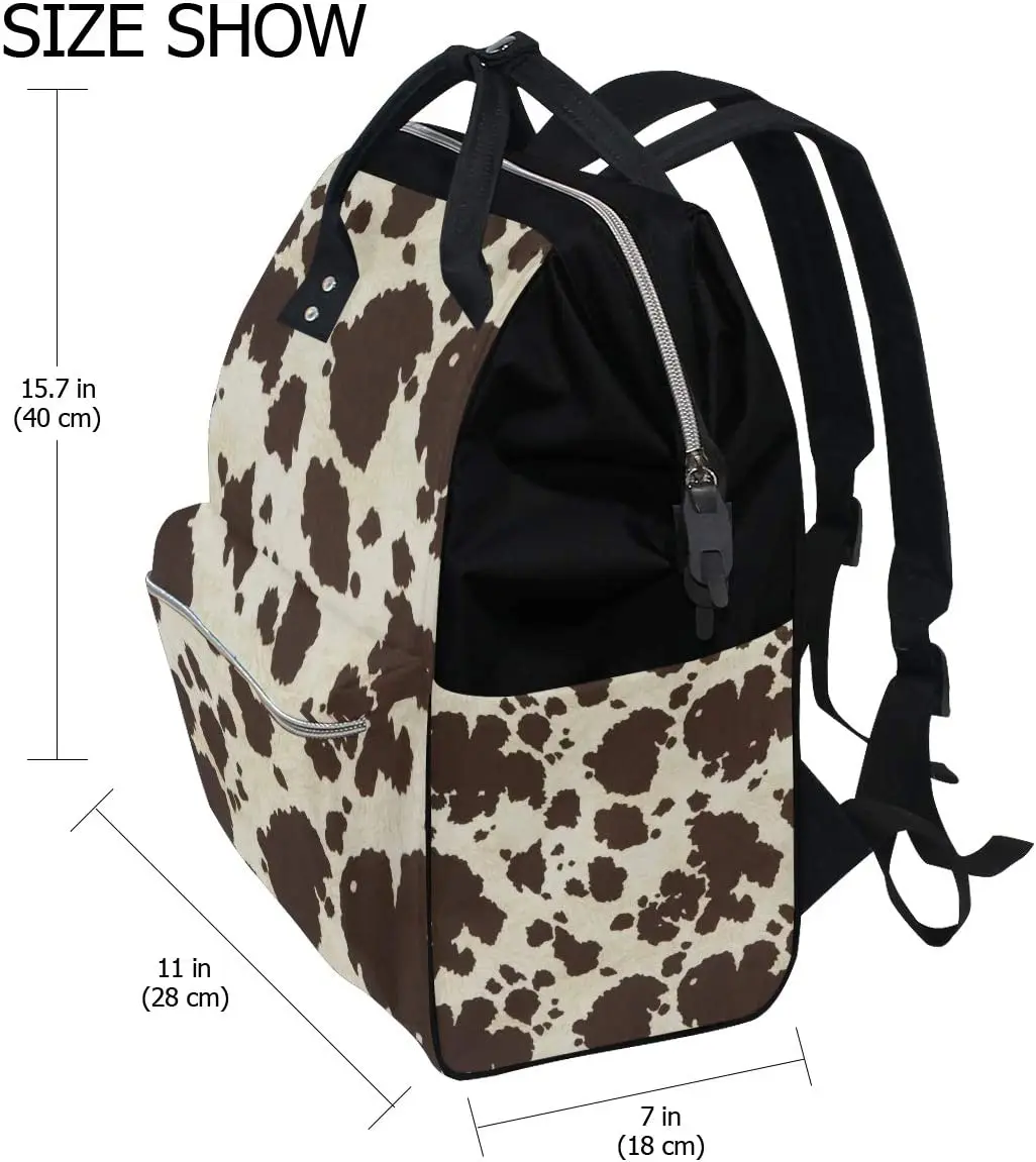 Large Capacity Diaper Tote Nappy Bag Mummy Backpack for Baby Care Big Cow Fur Print Multi-Function Waterproof Travel Backpack