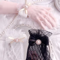 bridal lace net yarn gloves wrist length gloves finger short wedding accessories drop ship