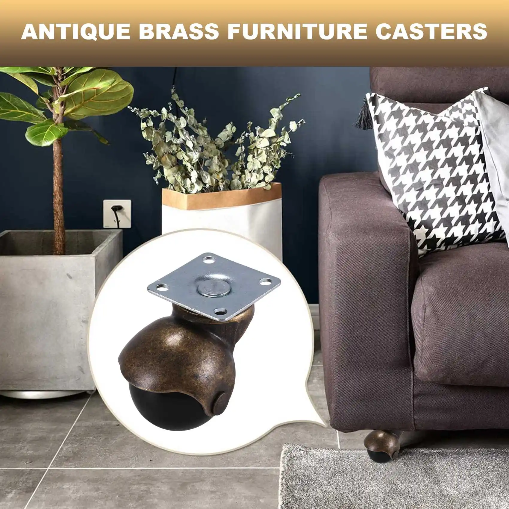 [В 4 упаковках] Магнитные колесики с капюшоном античная бронза (1 5 дюйма без