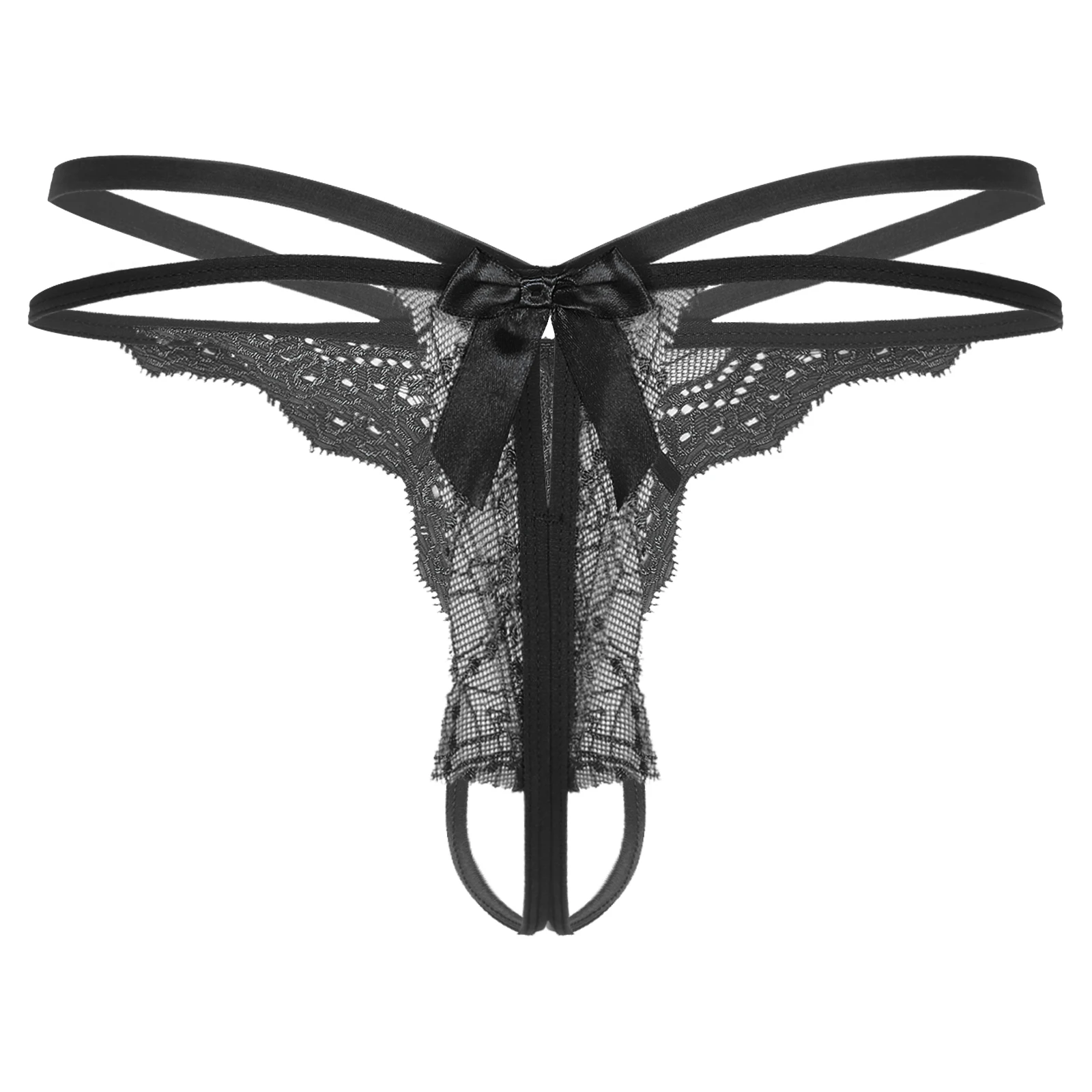 

Mens Butterfly Shaped Lace Thongs Crotchless G-string Bowknot T-back Lingerie Sissy Underwear sexy briefs