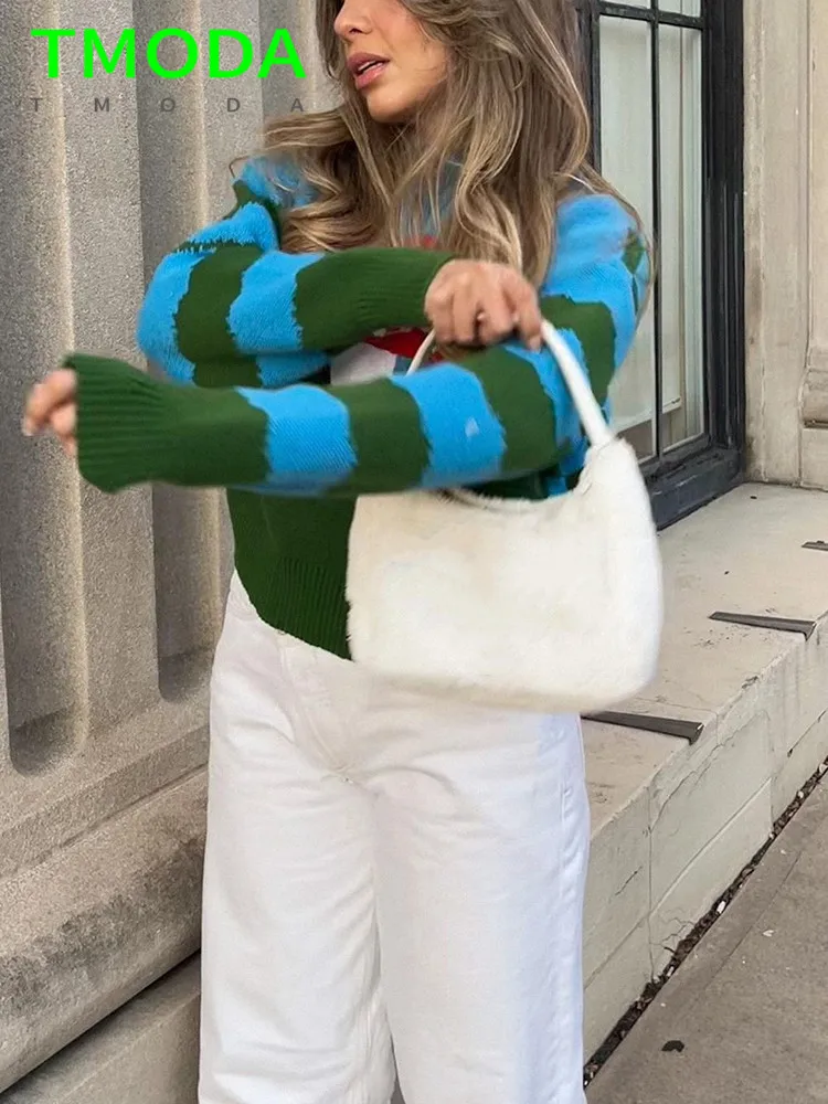 Женский свитер с длинным рукавом T MODA Za Вязаные Пуловеры свободного покроя