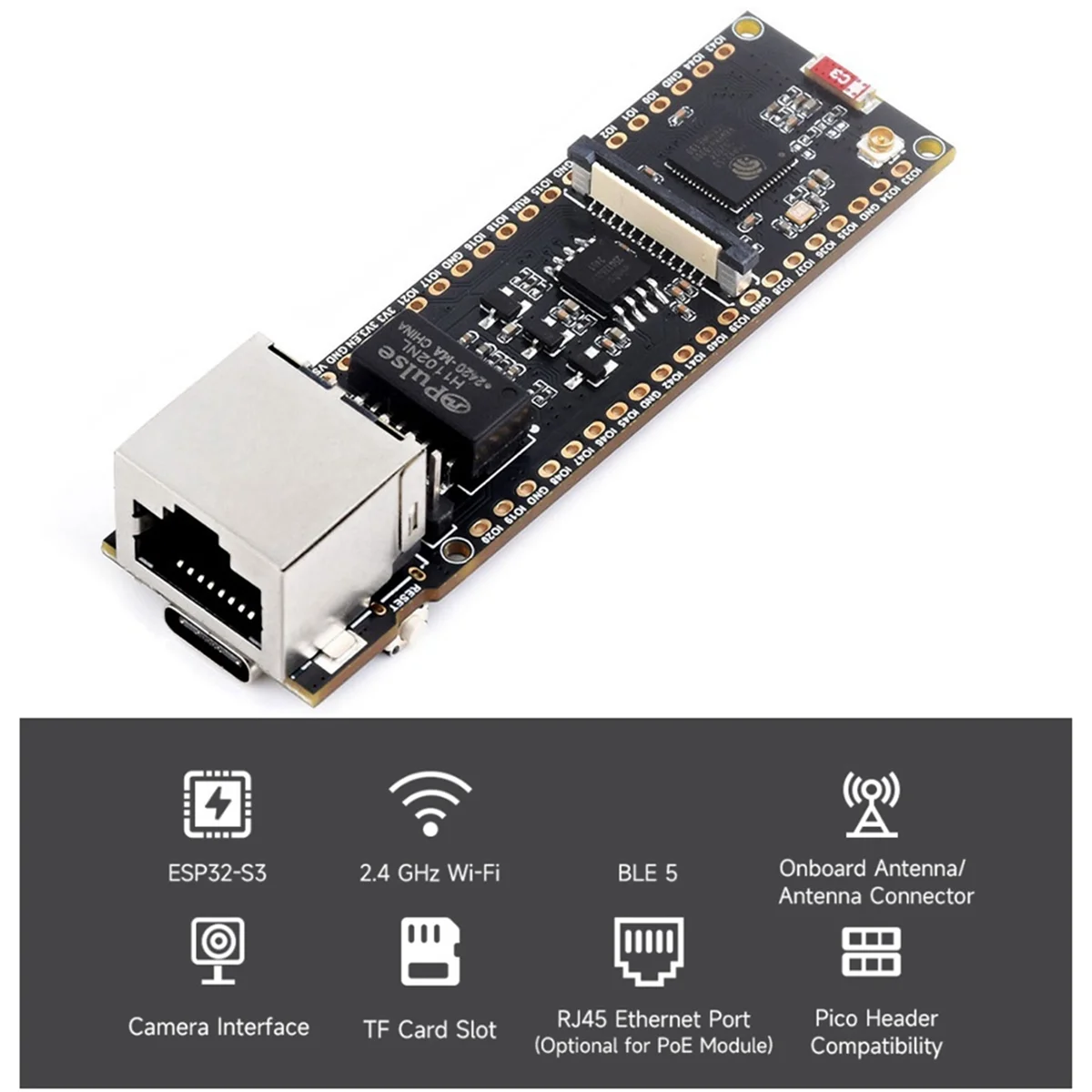 Плата разработки Ethernet ESP32-S3 Поддержка двухъядерного Wi-Fi и Bluetooth Беспроводной