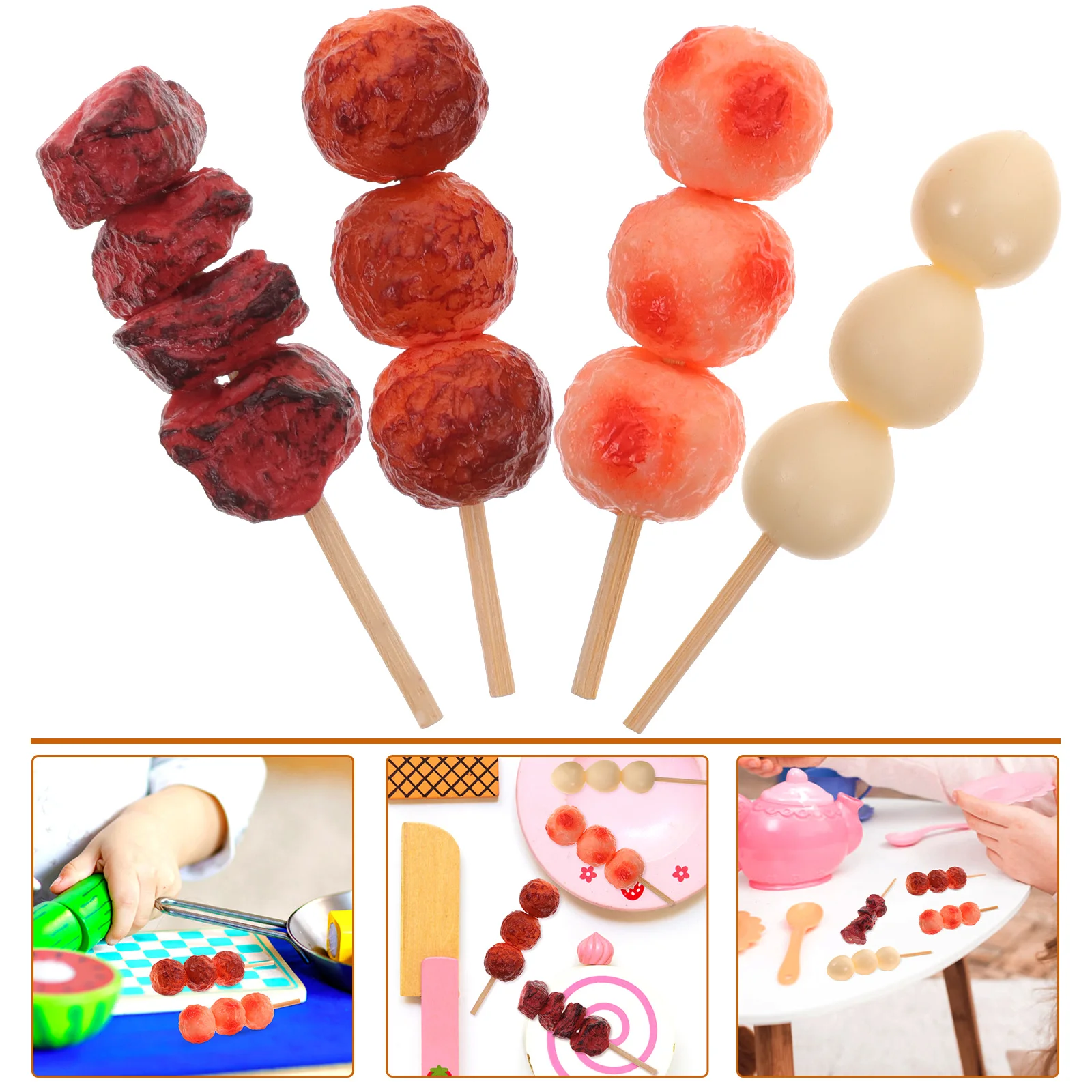 

4 Pcs Kids Outdoor Toys Asian Food Toddler Playset Pretend Grill Pots Pans Mini Barbecue Skewers