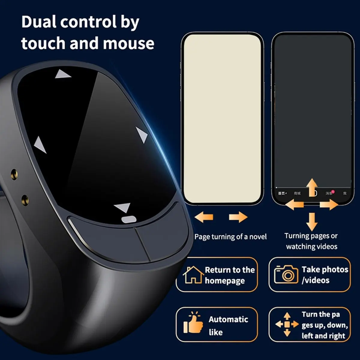 Прямые поставки с завода - 12Pro E-Book Page Turner Bluetooth беспроводной пульт-кольцо с сенсорным управлением для перелистывания страниц, съемки видео и фото (art.: 3920dbdb6be63) - 3920dbdb6be63
