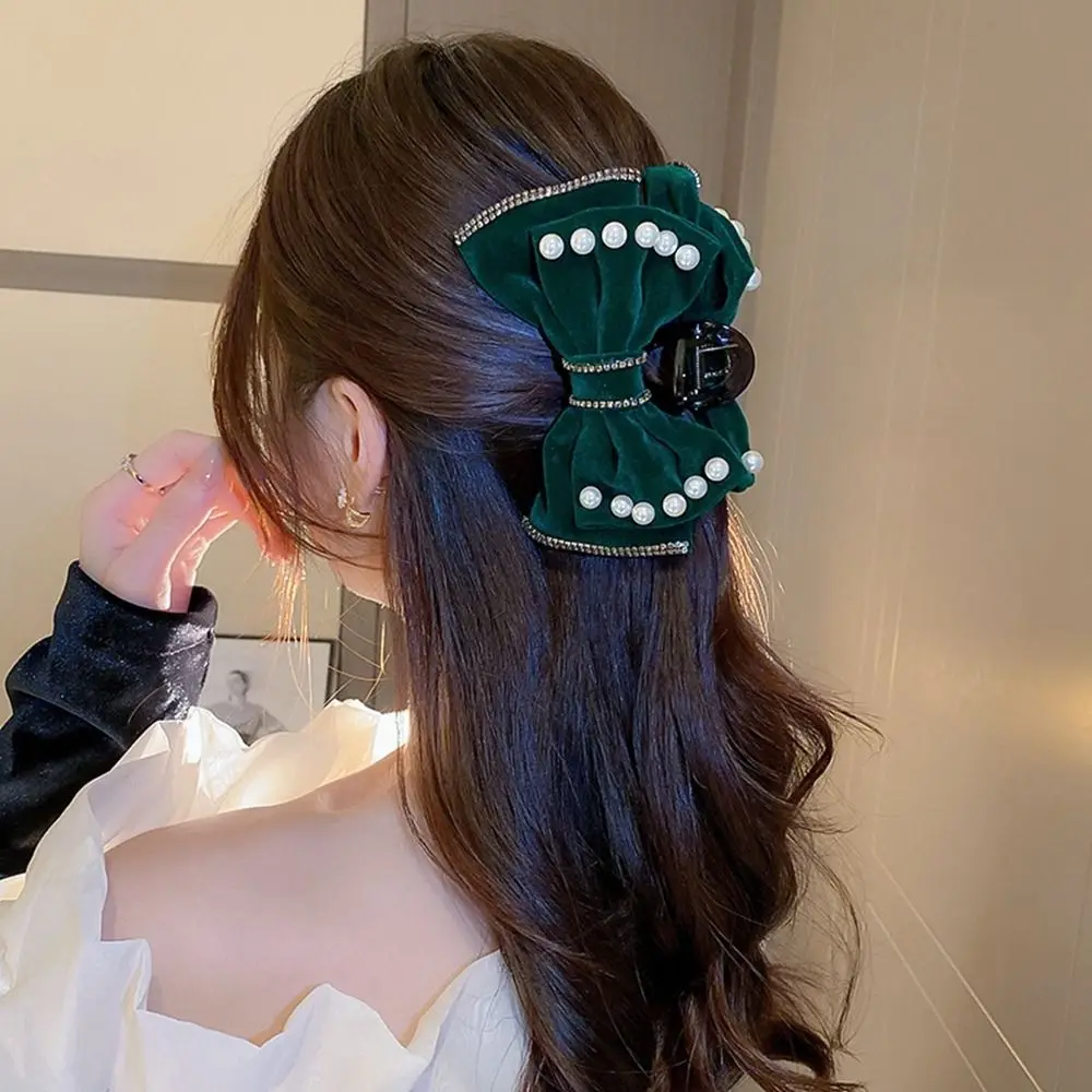 

Женский бархатный зажим для волос, черная заколка для волос геометрической формы с кристаллами красного цвета, аксессуар для волос в Корейс...