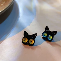 unique cute asymmetric cat stud earrings for women black cat animal series stud earrings fashion all match party jewelry gifts