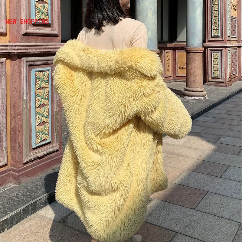 Women Teddy Coat Faux Fur Coat Women Casual Furry Thick Warm Long Faux Mink Fur Jacket Loose Winter Coats Manteau Femme Hiver