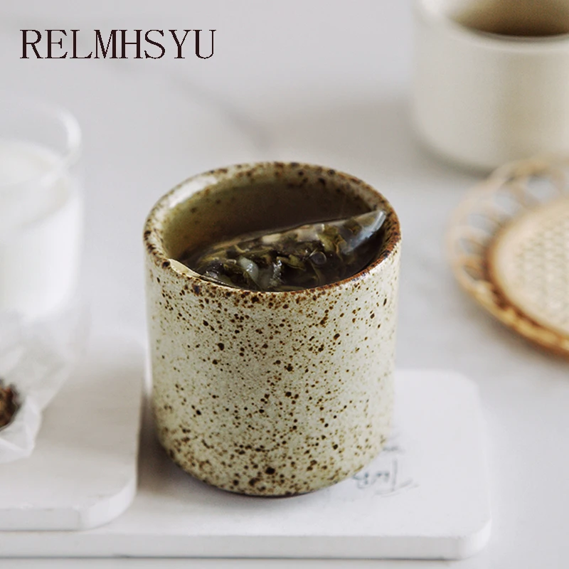 

1PC RELMHSYU Japanese Retro Style Stoneware Household Water Coffee Tea Cup Restaurant Tableware Drinkware