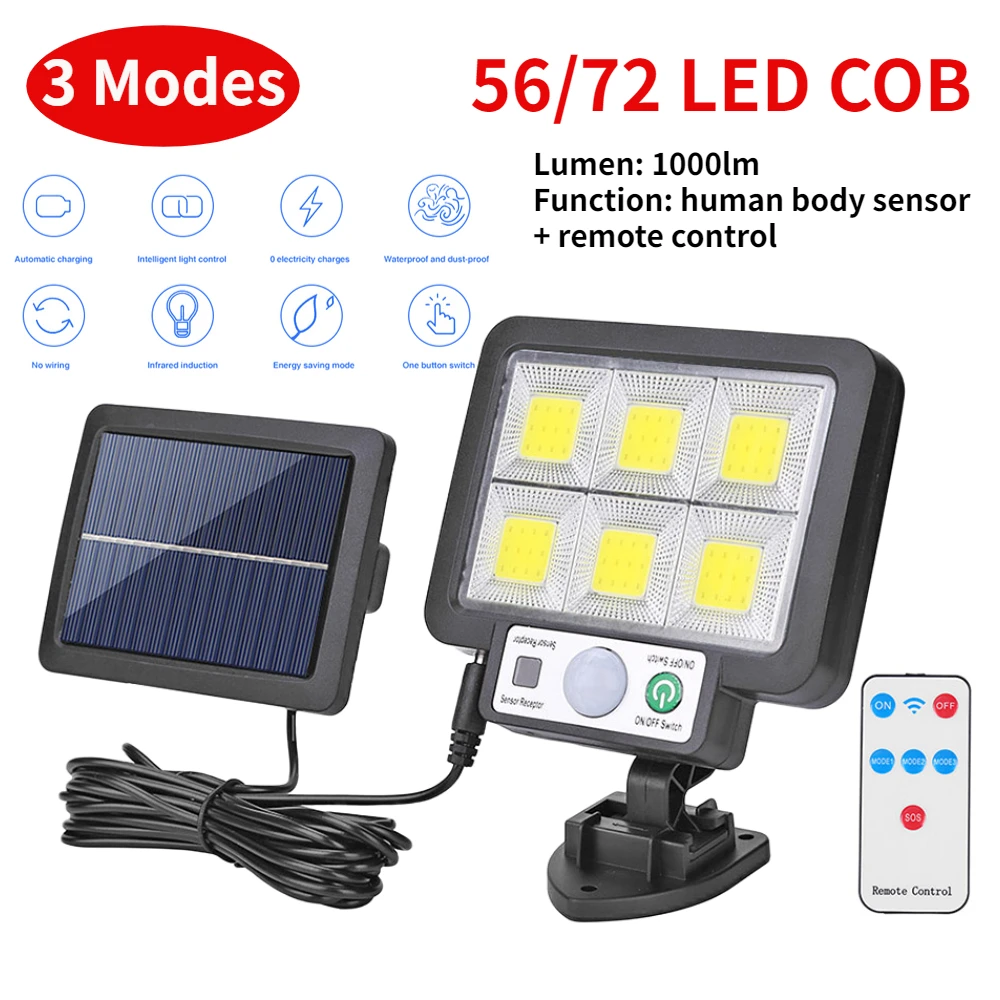 

LED Solar Lamp 3 Mode Waterproof Motion Sensor Split Wall Lamps Outdoor Security Street Lighting Solar Wall Light for Garden