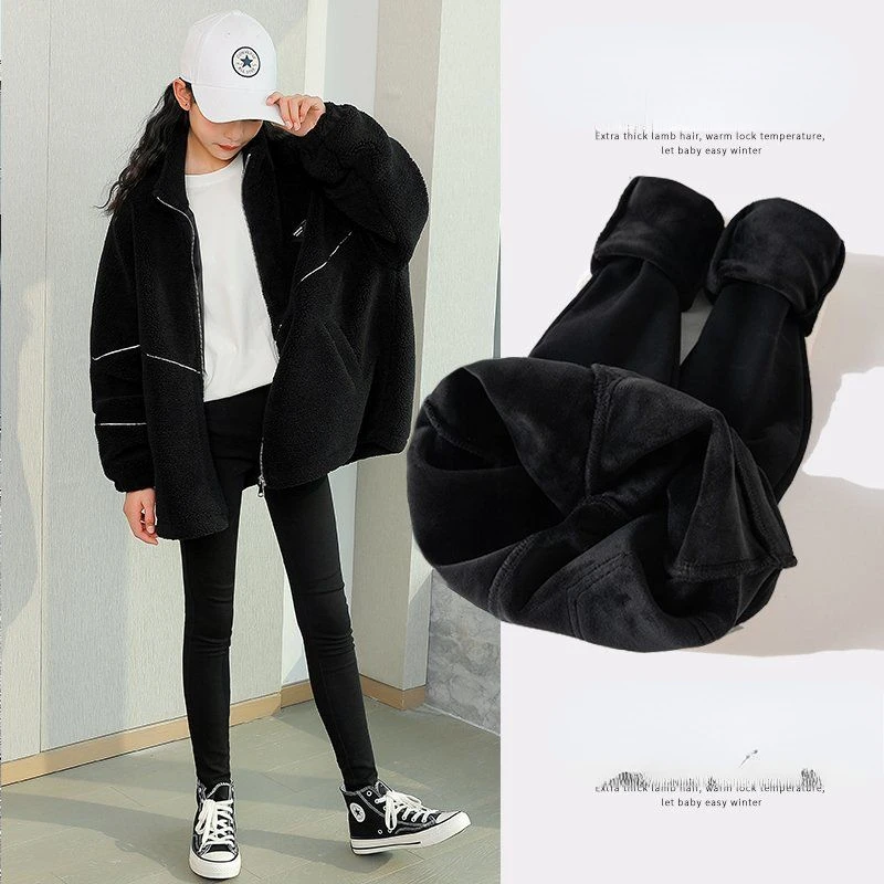 

Winter and Autumn Girls Velvet Children's Leggings Thickening 2023 Children's Babys Skinny Pants Kids Keep Warm Clothes E155