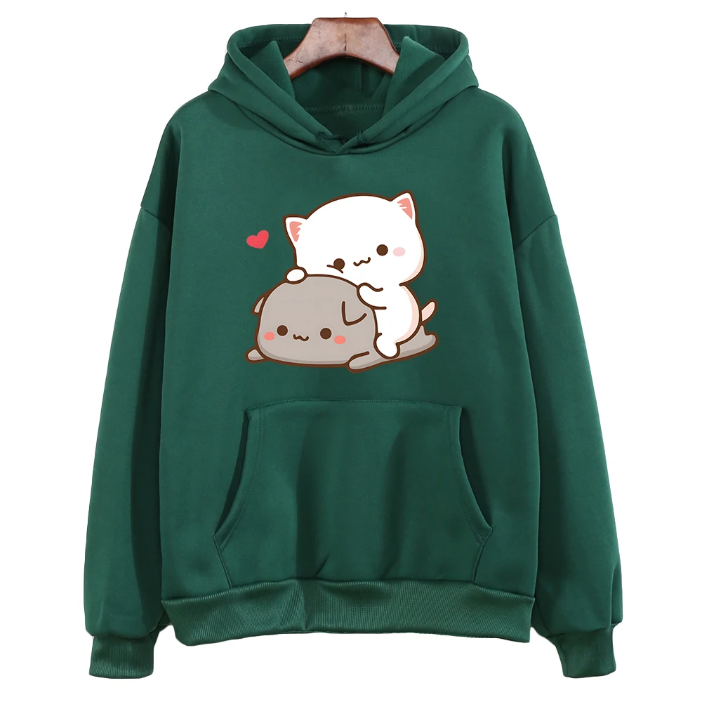 

Personality Mochi Peach And Goma cute kitten hoodie cartoon pullover men And women personality trend aesthetic hoodie print