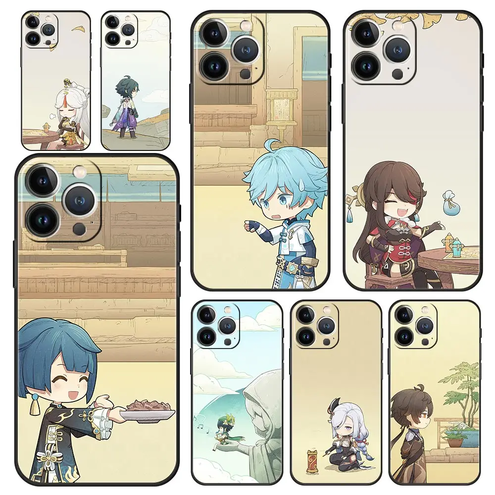 

Genshin Impact klee Sayu Qiqi xiao Luxury Soft Phone Case For iPhone 13 Mini 14 12 11 Pro MAX XR X SE XS 7 8 Plus Silicone Cover