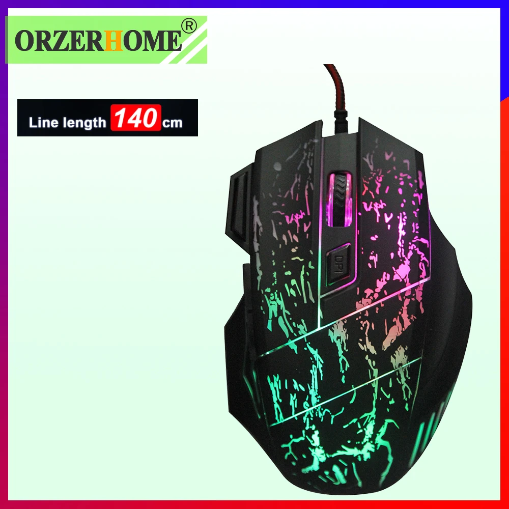 

ORZERHOME Colorful LED Computer Gaming Wired Mouse 7D Wired Gamer Mouse for PC Adjustable 3200 DPI USB Mice Laptop Accessories