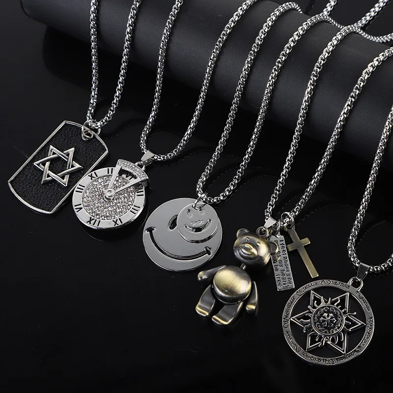 

2022 Fashion Unisex Punk Hip Hop Long Chain Necklace For Women Men Jewelry Gifts Key Cross Pendant Sweater Necklace Accessories