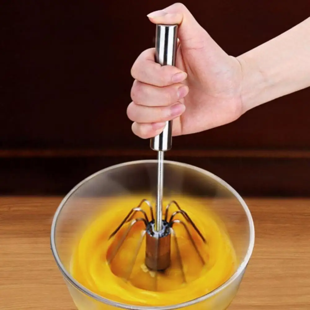 

Home Semi-automatic Rotary Whisk 304 Stainless Steel Self-turning Creamer Utensils Whisk Hand Mixer Kitchen Tools Egg Tools