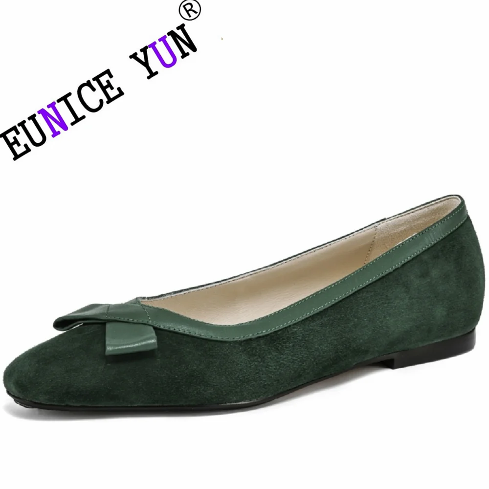 Туфли-лодочки женские на низком каблуке из овечьей замши с острым носком 33-40