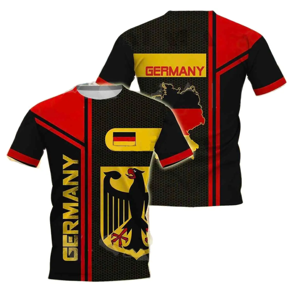 German Flag Print Men's T-Shirt Fashion Casual O-neck Short Sleeve Tops Street Trend Harajuku Oversize Tee Loose Clothing Camisa