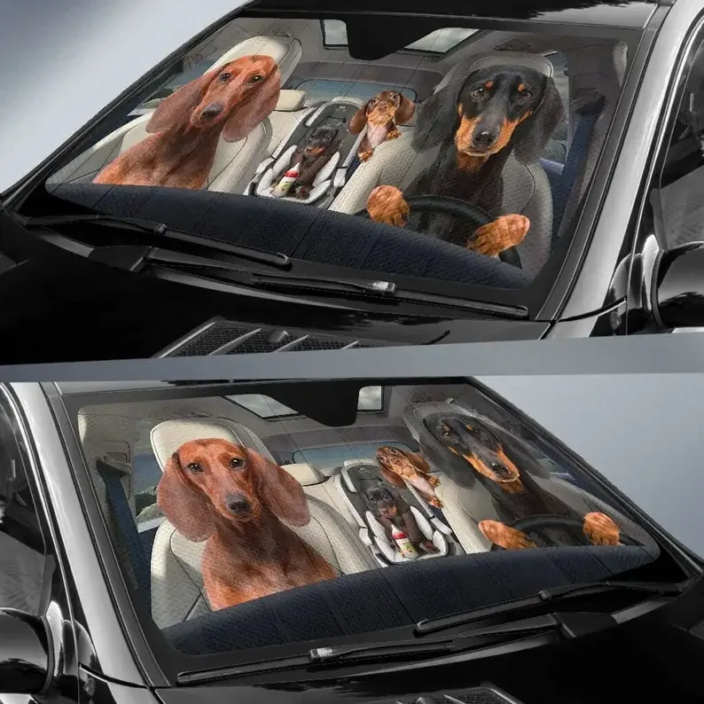 Задний козырек для лобового стекла Dachshund Family веселый безопасный и Driver Auto Sun Shade E1