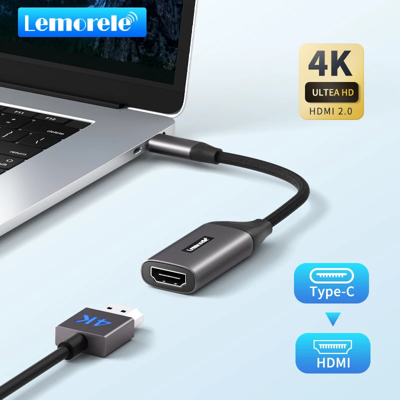 Lemorele L11 USB C Hub HDMI 4k@30hz Type C To HDMI-Compatible 4K Display Adapter Windows 7/8/10/11 Mac OS