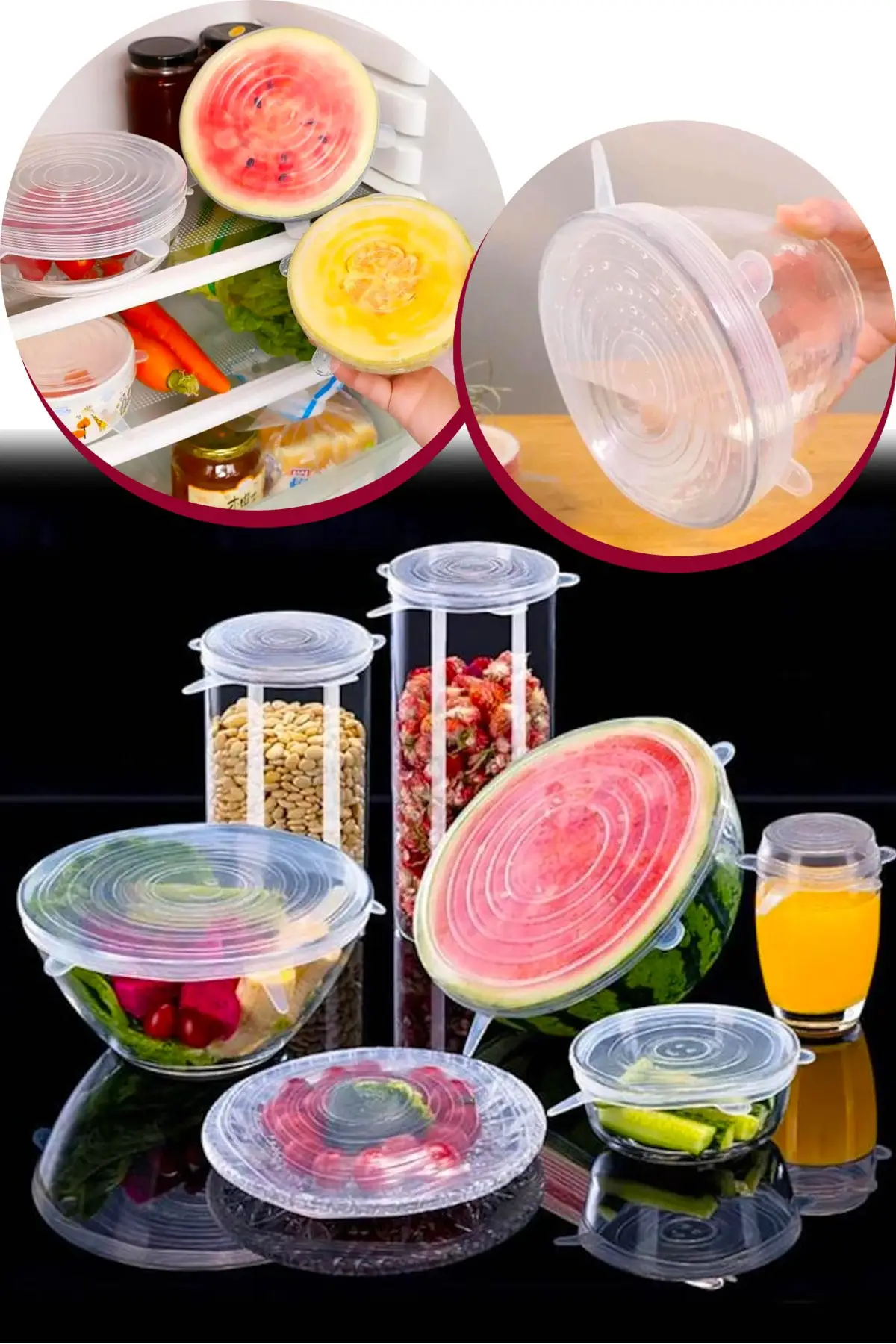 

Крышка контейнера для хранения сохраняет свежесть 6 шт. силиконовых эластичных крышек