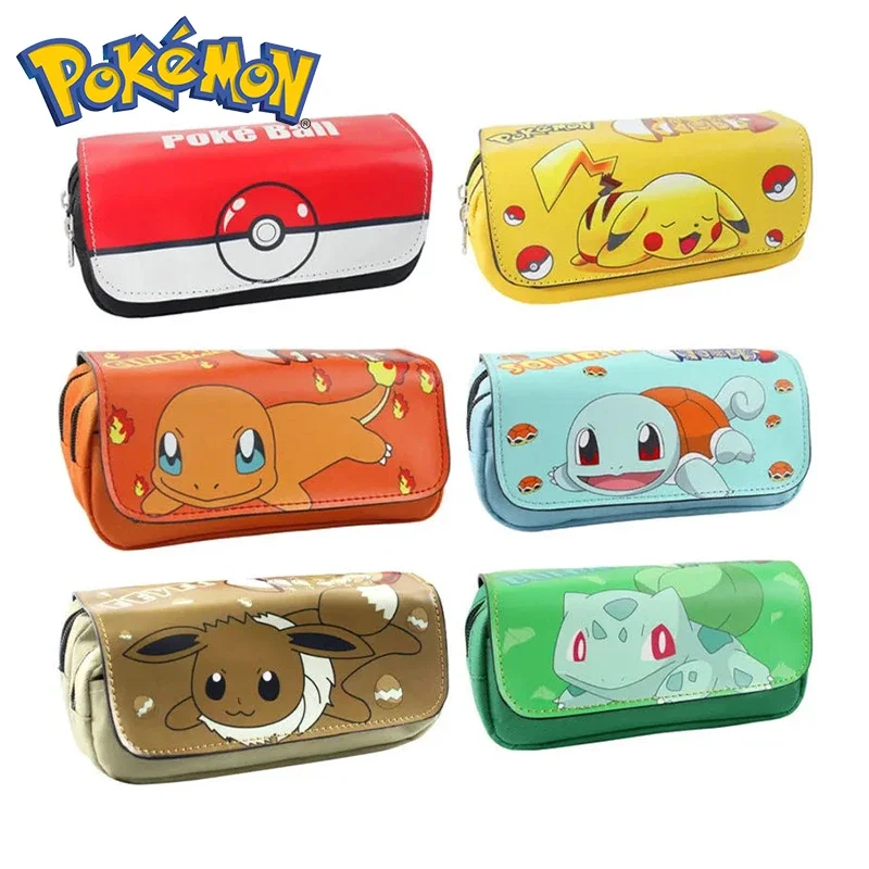 

Pokemon Pikachu Canvas Pencil Case Kawaii Large Capacity School Pen Case Supplies Pencil Bag Box Pouch Stationery Kids Gift